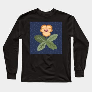 Minimalist pansy flower on classic navy blue Long Sleeve T-Shirt